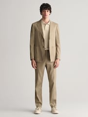 GANT Brown Slim Fit Cotton Linen Blazer - Image 3 of 6