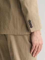 GANT Brown Slim Fit Cotton Linen Blazer - Image 5 of 6