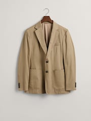 GANT Brown Slim Fit Cotton Linen Blazer - Image 6 of 6