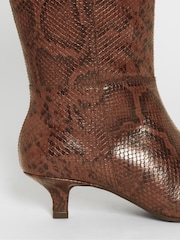 JD Williams Animal Curvy Calf Leather Pointed Kitten Heel High Standard Fit Boots - Image 4 of 4