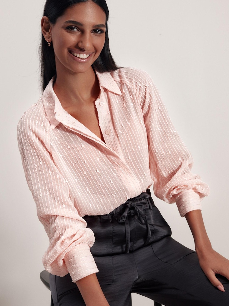 Blush Pink Sequin Long Sleeve  Shirt - Image 1 of 6
