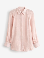 Blush Pink Sequin Long Sleeve  Shirt - Image 5 of 6