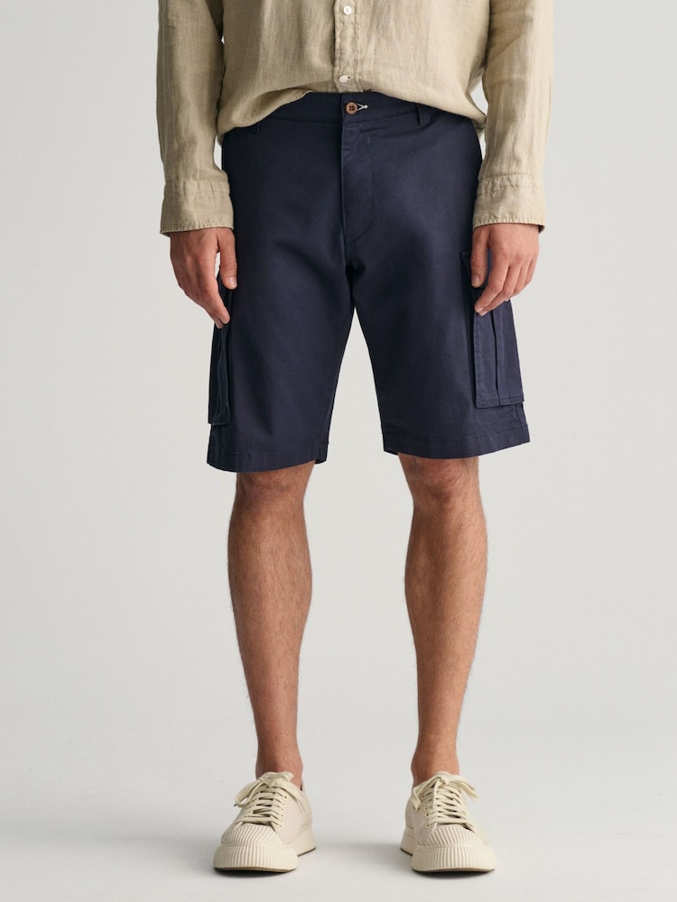 GANT Blue Relaxed Twill Cargo Shorts - Image 1 of 6