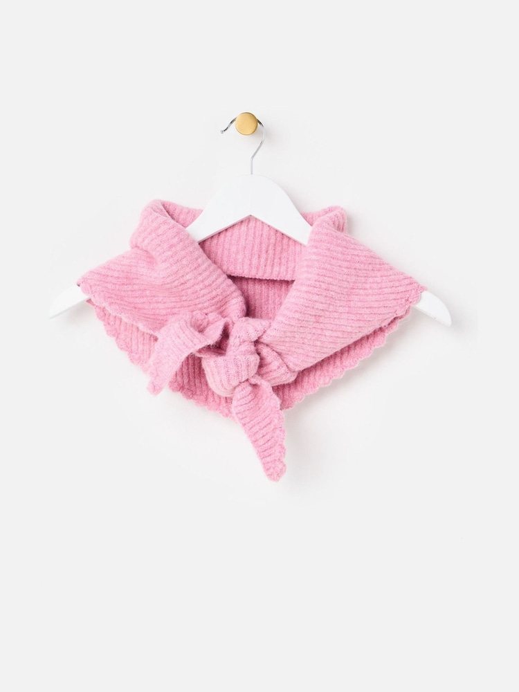Oliver Bonas Pink Marl Scalloped Edge Knitted Triangle Scarf - Image 1 of 5 Oliver Bonas Pink Marl Scalloped Edge Knitted Triangle Scarf - Image 1 of 5