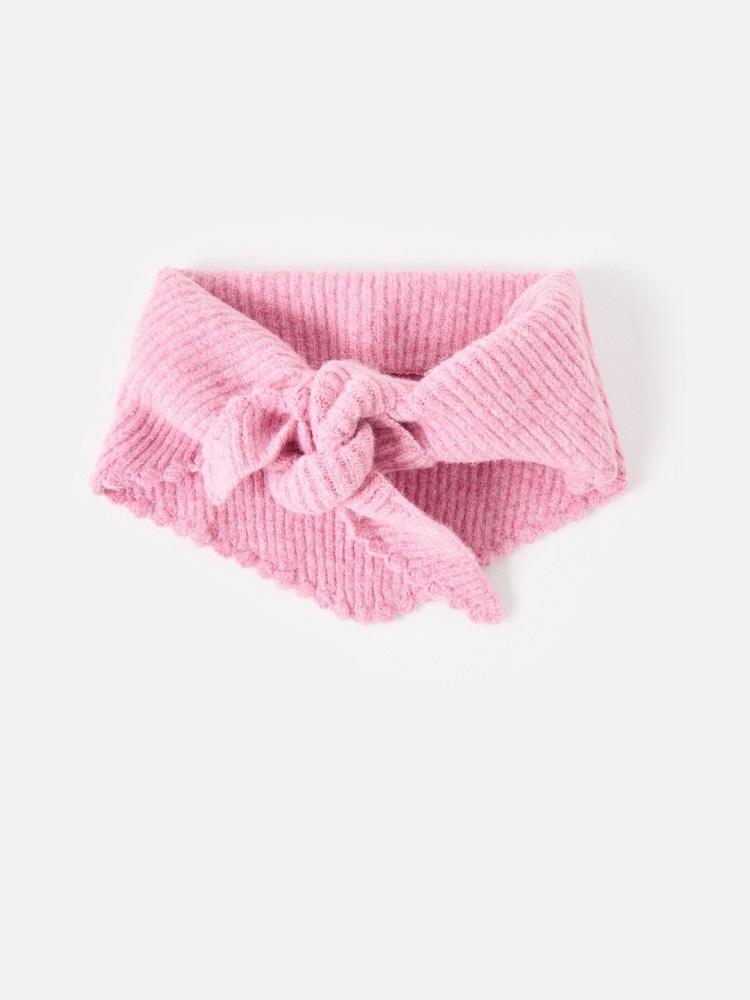 Oliver Bonas Pink Marl Scalloped Edge Knitted Triangle Scarf - Image 2 of 5 Oliver Bonas Pink Marl Scalloped Edge Knitted Triangle Scarf - Image 2 of 5