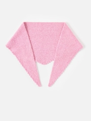 Oliver Bonas Pink Marl Scalloped Edge Knitted Triangle Scarf - Image 3 of 5