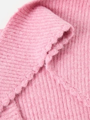 Oliver Bonas Pink Marl Scalloped Edge Knitted Triangle Scarf - Image 4 of 5