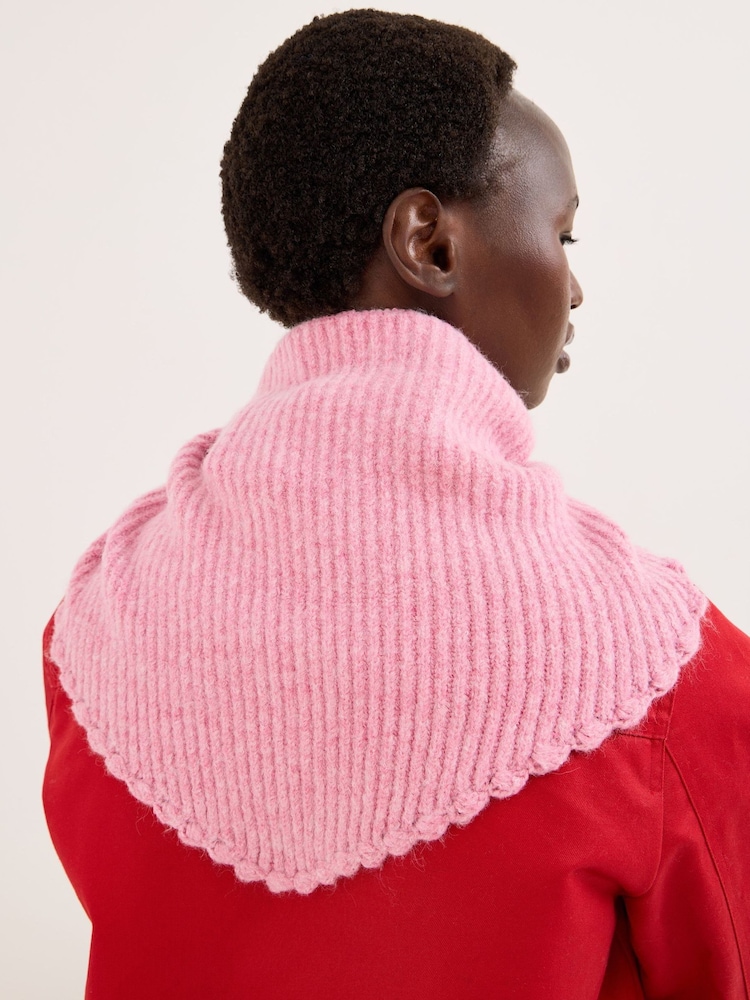 Oliver Bonas Pink Marl Scalloped Edge Knitted Triangle Scarf - Image 5 of 5 Oliver Bonas Pink Marl Scalloped Edge Knitted Triangle Scarf - Image 5 of 5