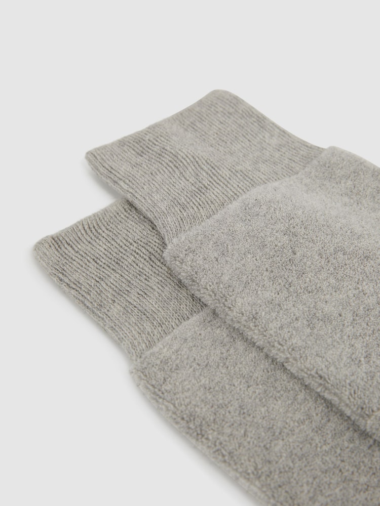 Reiss Grey Melange Alers Cotton Blend Terry Towelling Socks - Image 2 of 3