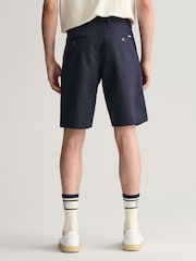 GANT Blue Relaxed Organic Cotton Blend Twill Shorts - Image 2 of 7