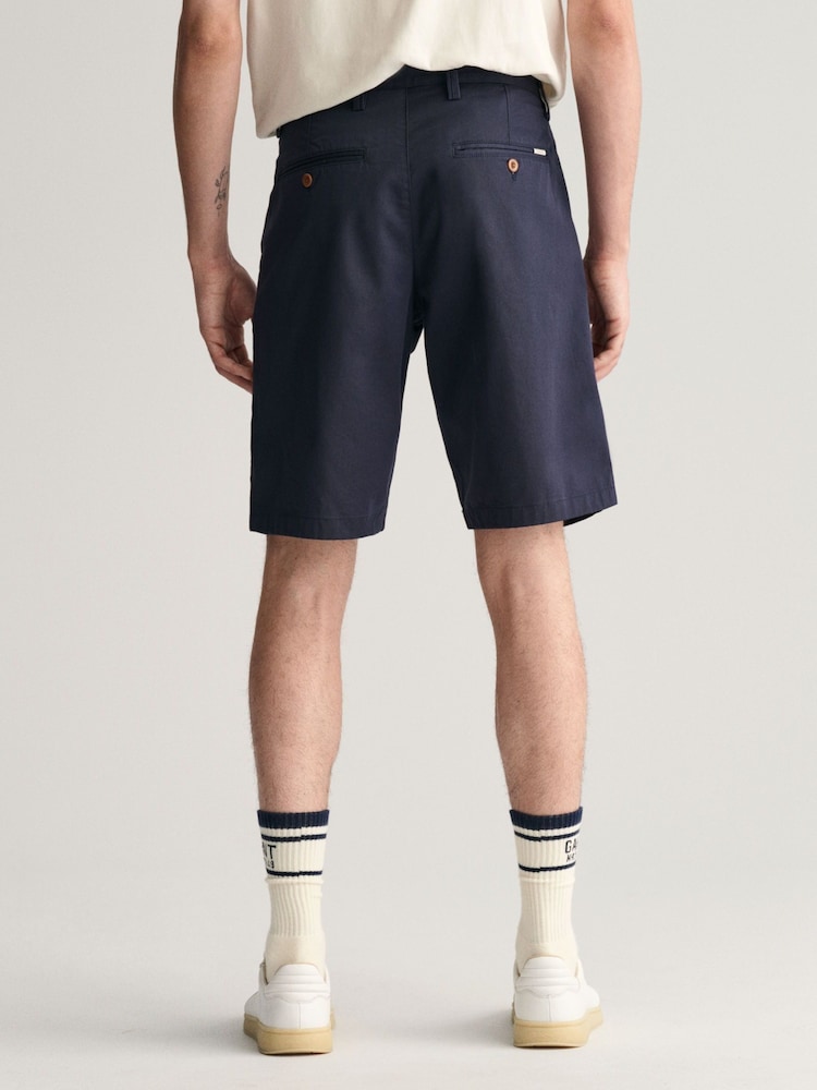 GANT Blue Relaxed Organic Cotton Blend Twill Shorts - Image 2 of 7