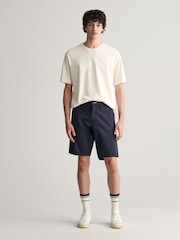 GANT Blue Relaxed Organic Cotton Blend Twill Shorts - Image 3 of 7
