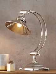Pacific Silver Kensington Nickel Metal Arched Arm Task Table Lamp - Image 1 of 4