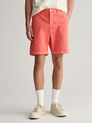GANT Pink Regular Fit Sunfaded Cotton Twill Shorts - Image 1 of 7