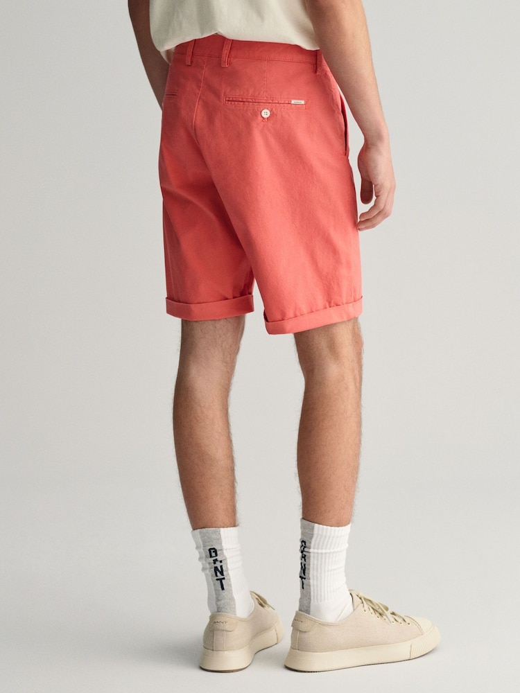 GANT Pink Regular Fit Sunfaded Cotton Twill Shorts - Image 2 of 7