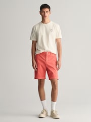 GANT Pink Regular Fit Sunfaded Cotton Twill Shorts - Image 3 of 7