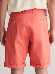GANT Pink Regular Fit Sunfaded Cotton Twill Shorts - Image 4 of 7