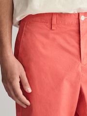 GANT Pink Regular Fit Sunfaded Cotton Twill Shorts - Image 5 of 7