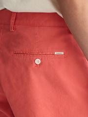 GANT Pink Regular Fit Sunfaded Cotton Twill Shorts - Image 6 of 7