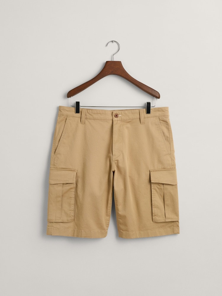 GANT Khaki Green Relaxed Twill Cargo Shorts - Image 6 of 6