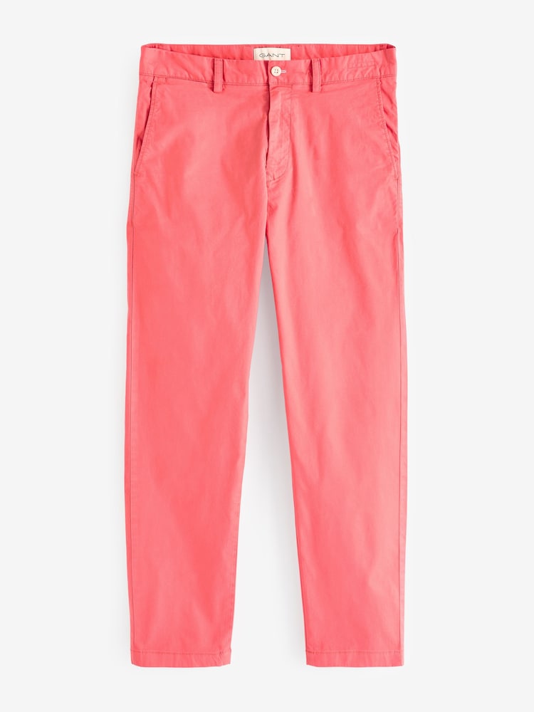 GANT Pink Regular Fit Sunfaded Cotton Twill Chino Trousers - Image 5 of 5