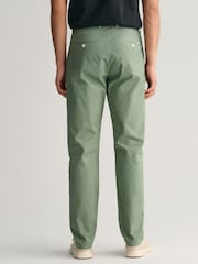 GANT Green Regular Fit Sunfaded Cotton Twill Chino Trousers - Image 2 of 7