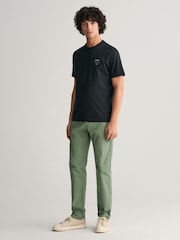 GANT Green Regular Fit Sunfaded Cotton Twill Chino Trousers - Image 3 of 7