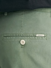 GANT Green Regular Fit Sunfaded Cotton Twill Chino Trousers - Image 6 of 7