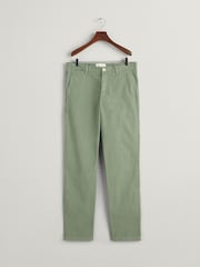 GANT Green Regular Fit Sunfaded Cotton Twill Chino Trousers - Image 7 of 7