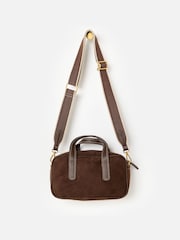 Oliver Bonas Brown Sara Buckle Faux Suede Cross-Body Bag - Image 3 of 8