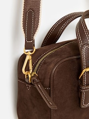 Oliver Bonas Brown Sara Buckle Faux Suede Cross-Body Bag - Image 4 of 8