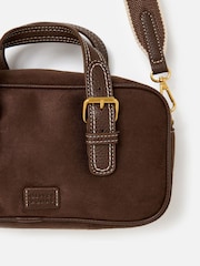 Oliver Bonas Brown Sara Buckle Faux Suede Cross-Body Bag - Image 6 of 8