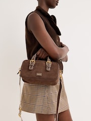 Oliver Bonas Brown Sara Buckle Faux Suede Cross-Body Bag - Image 8 of 8