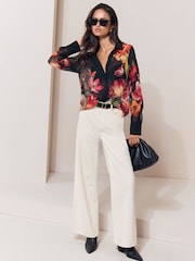 Lipsy Black Floral Chiffon Printed Shirt - Image 4 of 5