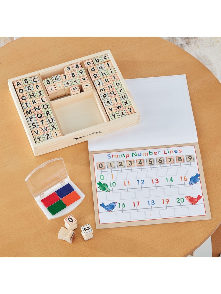 Melissa & Doug Deluxe Wooden Stamp Set ABCs 123s - Image 8 of 8