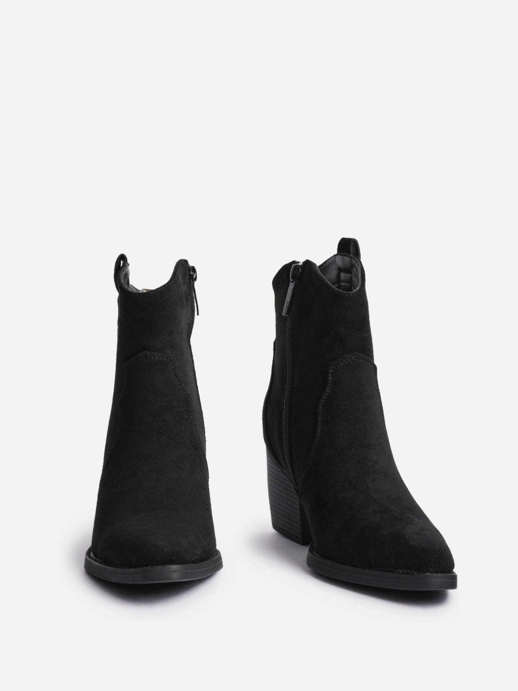 Buy Linzi Black Suede Jessie Faux Suede Western Ankle Boots