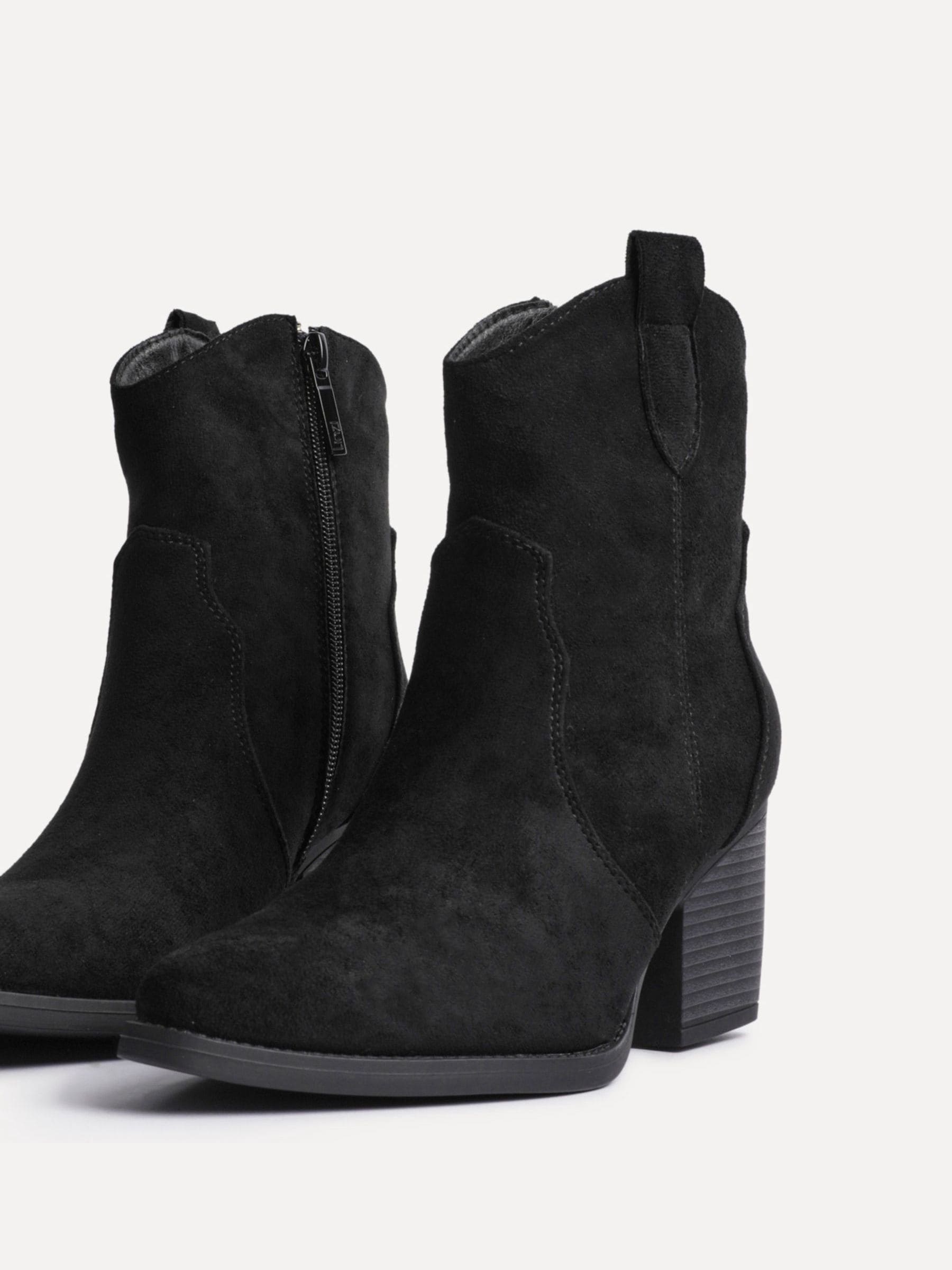 【Anyone more】Neine suede shirring western boots Buy Linzi Black Suede Jessie Faux Suede Western Ankle Boots