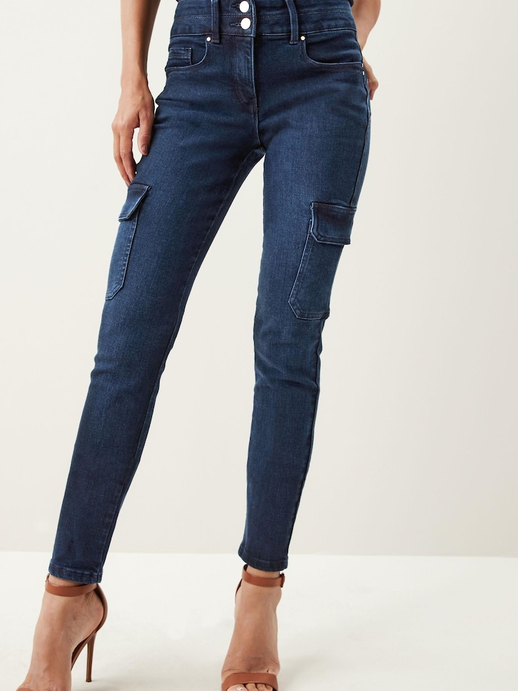 Dark Blue Lift, Slim And Shape Slim Cargo Jeans - Image 1 of 6