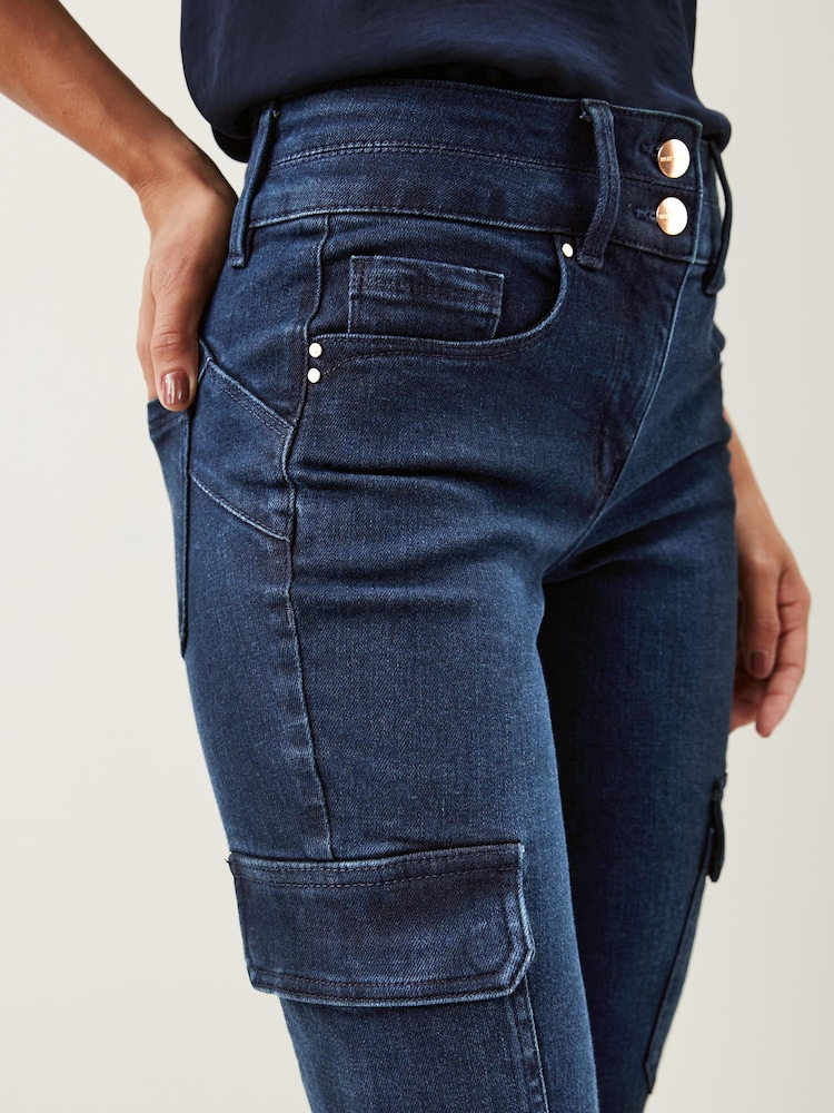 Dark Blue Lift, Slim And Shape Slim Cargo Jeans - Image 4 of 6