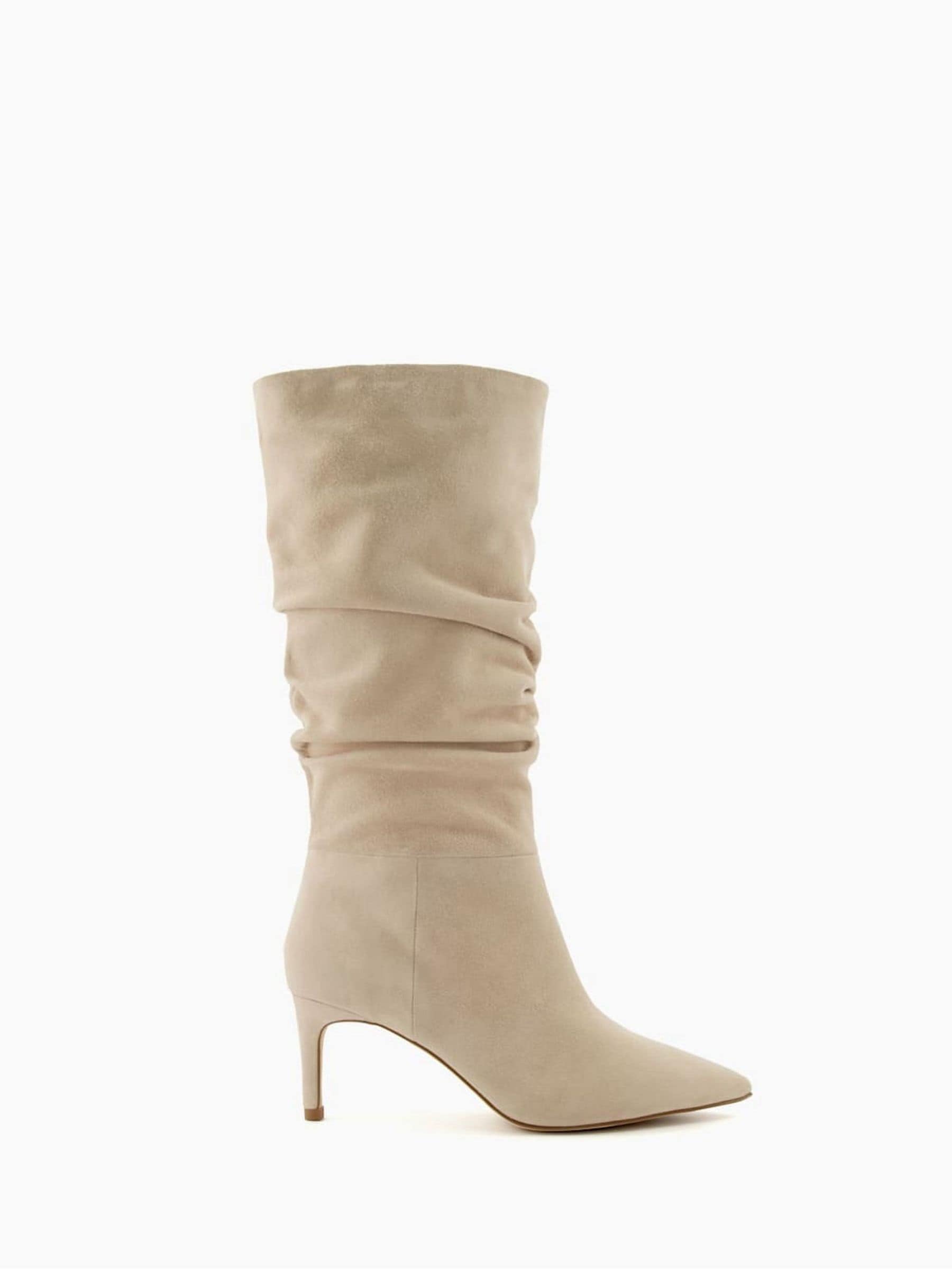 Buy Dune London Natural Slouch Ruched Suede Heeled Boots from Next Luxembourg