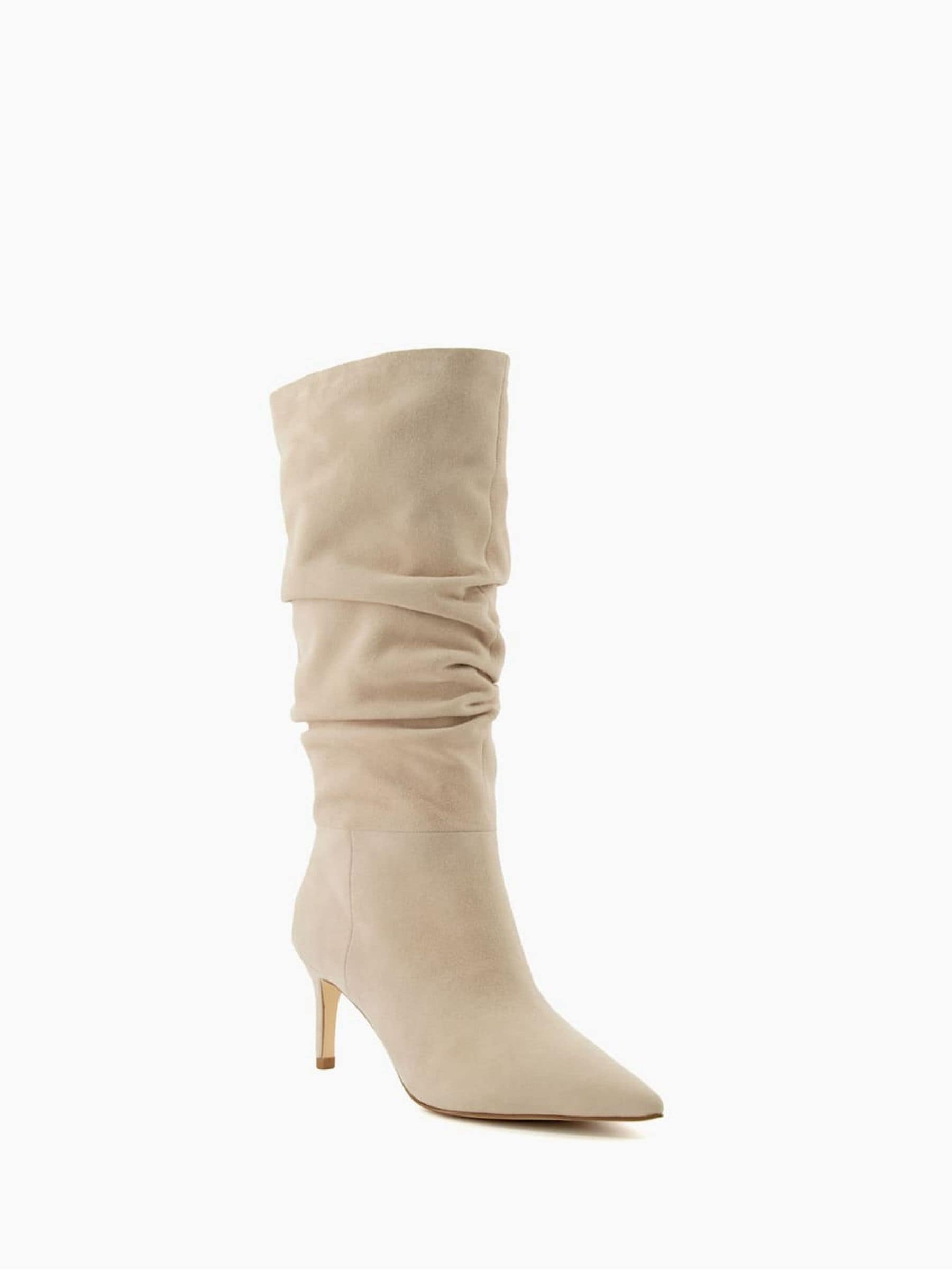 Buy Dune London Natural Slouch Ruched Suede Heeled Boots from Next Luxembourg