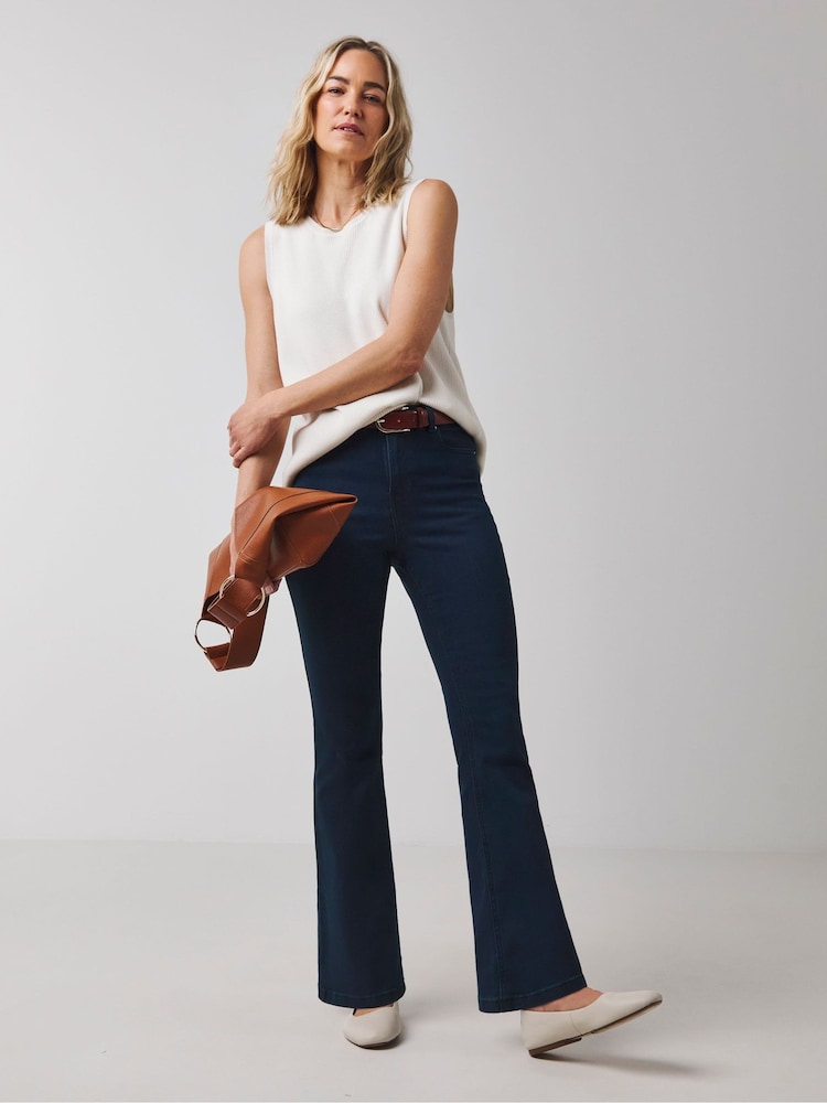 JD Williams Blue High Waist Supersoft Bootcut Jeans - Image 3 of 4