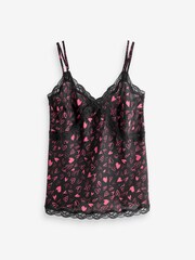 Heart Print Lace Trim Cami Top and Short Set - Image 7 of 9