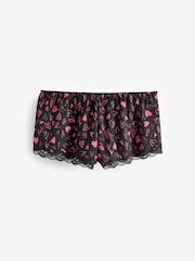 Heart Print Lace Trim Cami Top and Short Set - Image 8 of 9