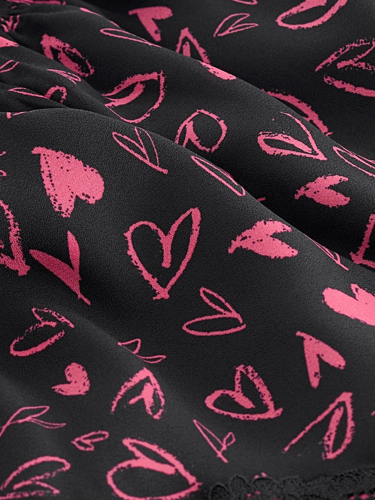Heart Print Lace Trim Cami Top and Short Set - Image 9 of 9