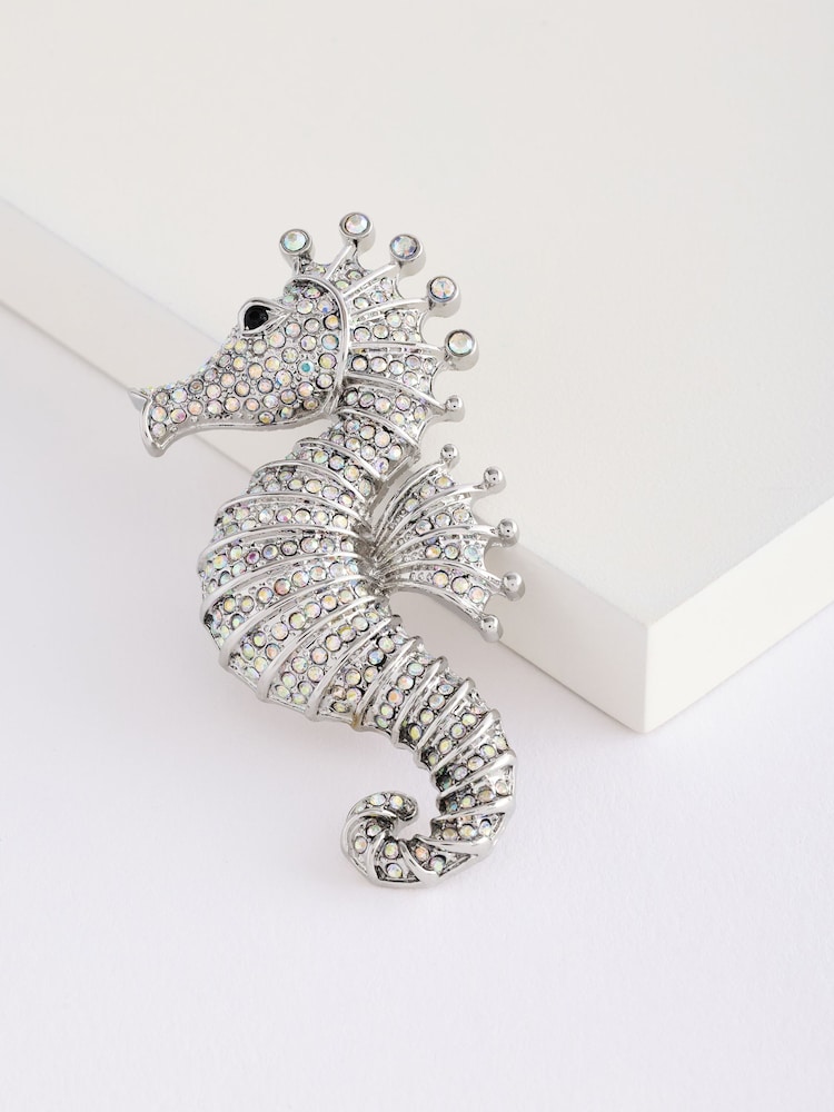 Iridescent Sparkle Seahorse Brooch Made With Recycled Zinc - Image 1 of 2