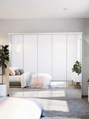 Wiemann Peyton White Mirror Semi Fitted 5 Door Wardrobe - Image 1 of 4
