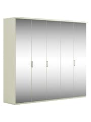 Wiemann Peyton White Mirror Semi Fitted 5 Door Wardrobe - Image 3 of 4