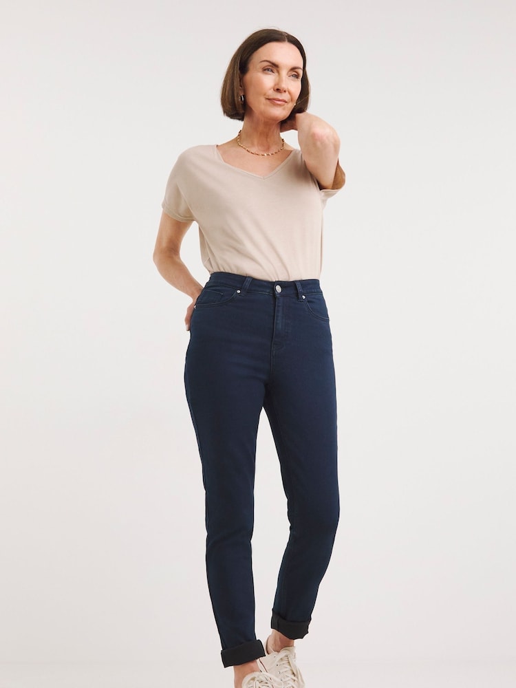 JD Williams Dark Blue 24/7 Slim Leg Jeans - Image 1 of 3