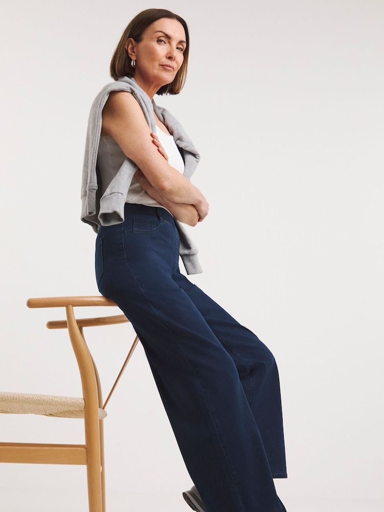 JD Williams Indigo Wide Fit Wide Leg Jeggings - Image 1 of 4